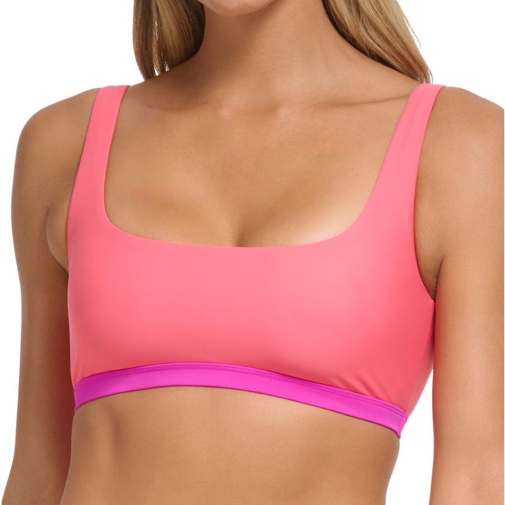 DKNY Bikini Swim Top w. Contrast Trim Square Neck NWT - Size S